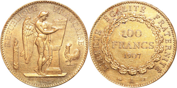 FRANCE 100 Francs Génie 1907 A Paris Or Gold
