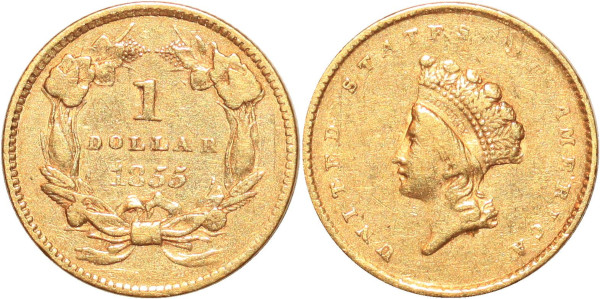USA 1 Dollar 1855 Or Gold type II