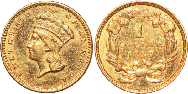 USA 1 Dollar 1857 Or Gold