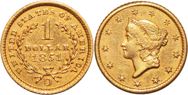 USA 1 Dollar 1851 O New Orléans Or Gold