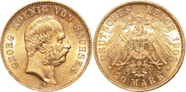 GERMANY 20 Marks Georg Sachsen 1903 E Or Gold