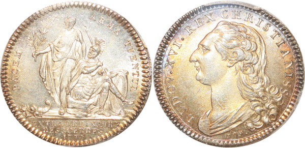 USA Token Finest France Aids America Louis XVI 1777 Silver PCGS MS64 