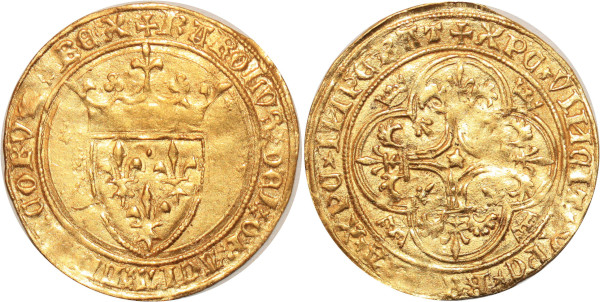 FRANCE Ecu Charles VI 1380 1422 Toulouse Ciani 488 Or Gold 