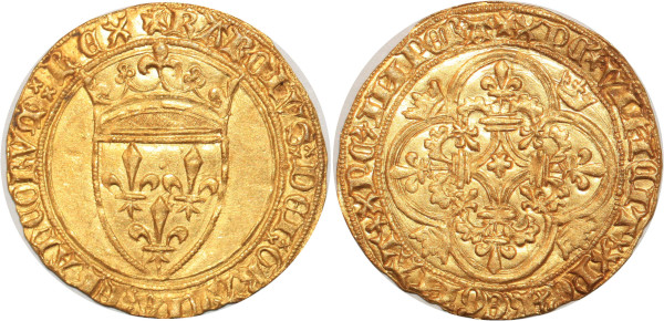 FRANCE Ecu Charles VI 1380 1422 Angers Ciani 489 Or Gold 