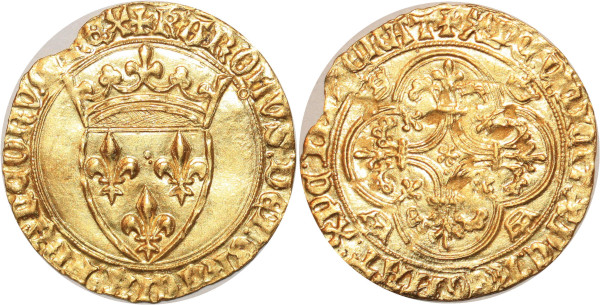 FRANCE Ecu Charles VI 1380 1422 Saint-Lô Ciani 489 Or Gold 