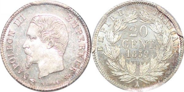 France 20 Centimes Napoléon III 1859 A Paris PCGS MS64