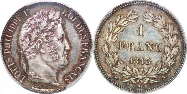 France 1 Franc Louis Philippe I 1848 A Paris PCGS MS62