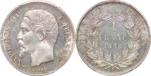 France 1 Franc Napoléon III 1858 A Paris PCGS MS64