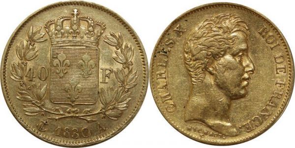 France 40 Francs Or Charles X 1830 A Paris Or Gold 