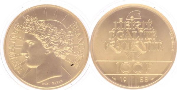 France Coffret 100 Francs Fraternité Bae 1988 Or Gold BU PF Proof COA