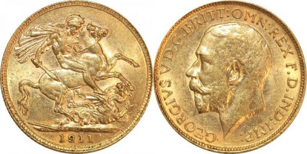 Canada Sovereign Georges V 1911 C Ottawa Or Gold UNC 