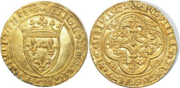 France Ecu d'Or Charles VI 1380 1422  Angers Or Gold SPL