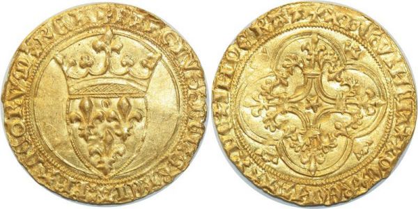 France Ecu d'Or Charles VI 1380 1422  Poitiers Or Gold SPL