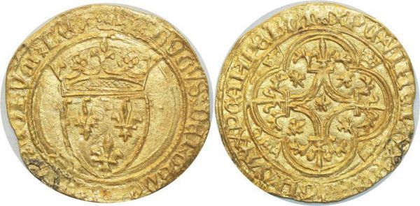 France Ecu d'Or Charles VI 1380 1422  Saint-Lô Or Gold SUP++