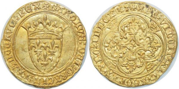 France Ecu d'Or Charles VI 1380 1422  Toulouse Or Gold SPL