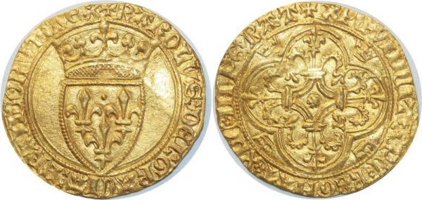France Ecu d'Or Charles VI 1380 1422  Tours Or Gold SUP +++