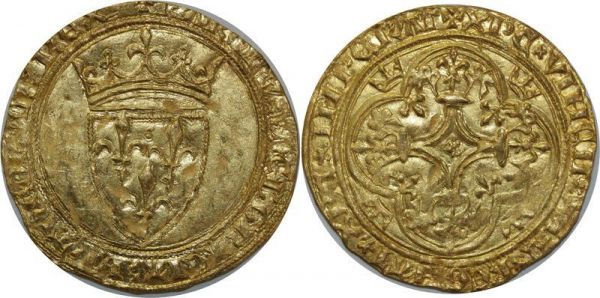 France Ecu d'Or Charles VI 1380-1422 Angers Gold SPL 