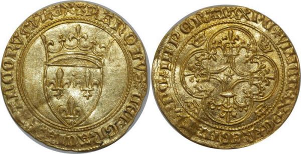 France Ecu d'Or Charles VI 1380-1422 ntpellier Gold Or SPL 