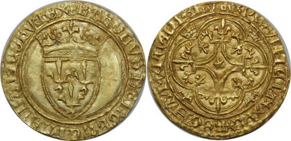 France Ecu d'Or Charles VI 1380-1422 Saint-Lô Or Gold SPL