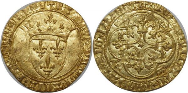 France Ecu d'Or Charles VI 1380-1422 Toulouse Gold Or SPL FDC 