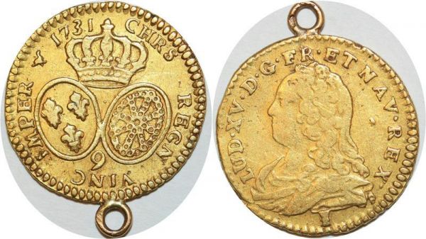 France 1/2 Louis d'Or Louis XV 1731 9 Rennes Or Gold 