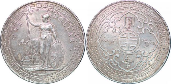 India One TRADE Dollar Bombay 1901 Argent Silver AU  