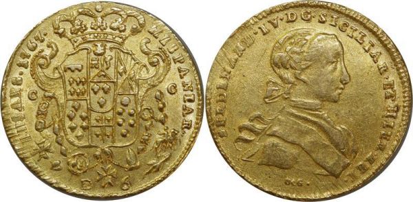 Italy Deux Siciles 6 Ducats Ferdinand IV 1767 Or Gold 