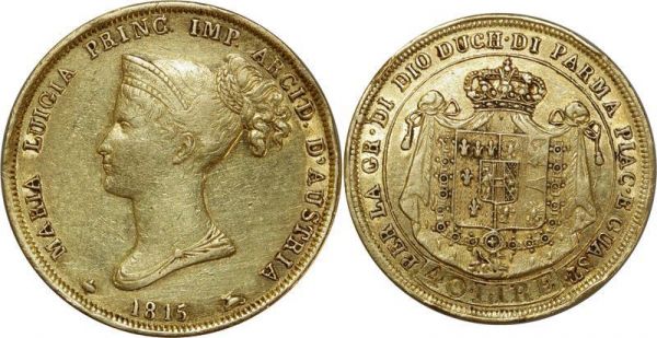 Italy 40 Lires Maria Luigia d’Austria 1815 Or Gold 