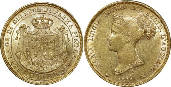 Italy 40 Lires  Maria Luigia d’Austria M Milan 1815 SUP Or Gold 