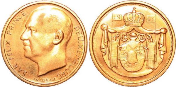 Luxembourg 40 Francs Prince Felix 1964 Or Gold BU