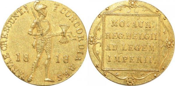 Netherlands Ducat Willem I 1818 Utrecht Or Gold AU 