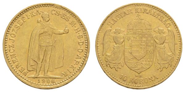 ab 1800 Österreich Franz Joseph, 1848-1916 10 Kronen 1906  K.M. 2805 ss