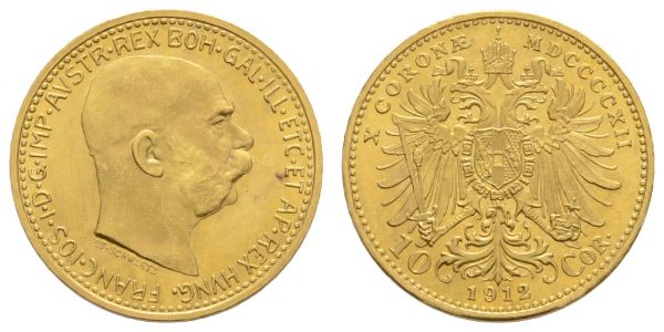 ab 1800 Österreich Franz Joseph, 1848-1916 10 Kronen 1912  K.M. 2816 vz-st