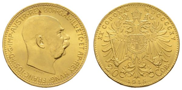 ab 1800 Österreich Franz Joseph, 1848-1916 20 Kronen 1915  K.M. 2818 st-