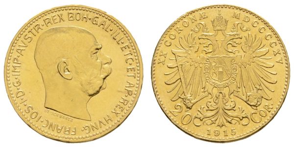 ab 1800 Österreich Franz Joseph 1848-1916 20 Kronen 1915 Wien offizielle NP  K.M. 2818 Fried. 509 R vz-st