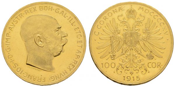 ab 1800 Österreich Franz Joseph 1848-1916 100 Kronen 1915 Wien offizielle NP, kl. Rf.  K.M. 2819 vz+