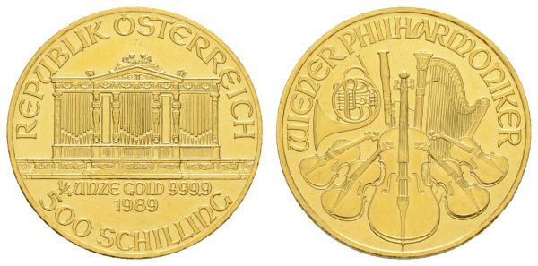 ab 1800 Österreich Republik 500 ÖS 1989 1/4 oz Wiener Philharmoniker  K.M. 2989 st