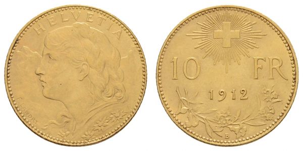 ab 1800 Schweiz Eidgenossenschaft 10 Franken 1912  K.M. 36 vz