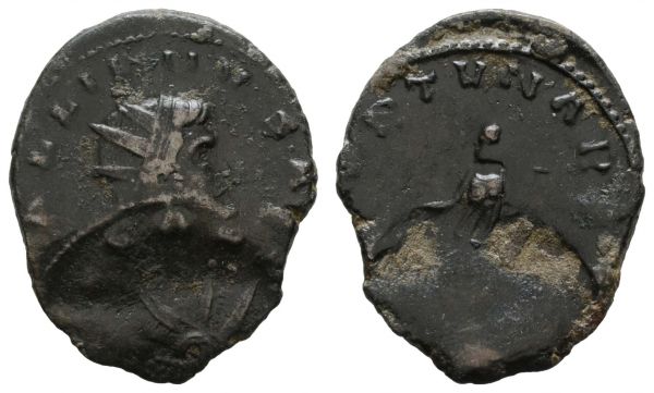 Römer Kaiserzeit Gallienus, 253-268 AE Antoninian Doppelprägung, eine interessante Fehlprägung  4.32 g. ss