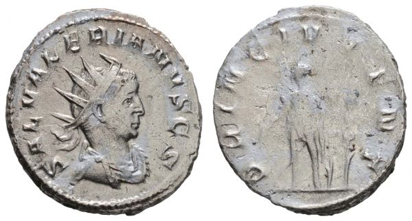 Römer Kaiserzeit Salonius, 255-259 AR Antoninian 258-260 Mediolanum Av.: SAL VALERIANVS CS, Büste mit Strahlenkrone nach rechts, Rv.: PRINC IVVENT, stehender Prinz  RIC 10 4.13 g. ss+