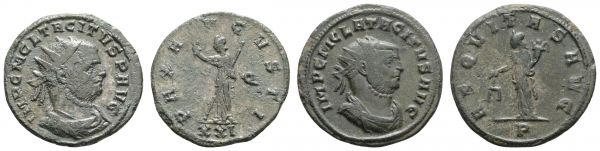 Römer Kaiserzeit Tacitus 275-276 AE Antoninian 2 Exemplare: Aequitas und stehende Minerva  vz