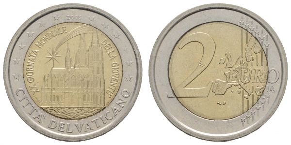 Euroländer Vatikan Benedikt XVI. 2 € 2005 im offiziellen grünen Blister der Ausgabestelle  EM V-114 st