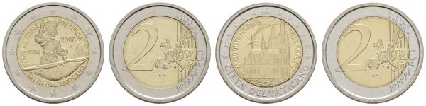 Euroländer Vatikan  2 € 2004 ff. schöne Sammlung der 2 € - Gedenkmünzfolder, 17 Ausgaben ex 2004-2017 mit Kölner Jugendtag und Schweizer Garde, dazu st-KMS 2014, ebenfalls im Folder  st