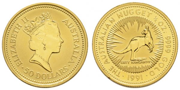 Australien Elizabeth II. seit 1952 50 $ (½ oz) 1991 Australian Nugget  K.M. 143 st