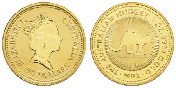 Australien Elizabeth II. seit 1952 50 $ (½ oz) 1992 Australian Nugget  K.M. 168 st