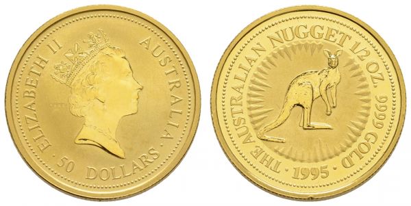 Australien Elizabeth II. seit 1952 50 $ (½ oz) 1995 Australian Nugget, Rf.  K.M. 224 st