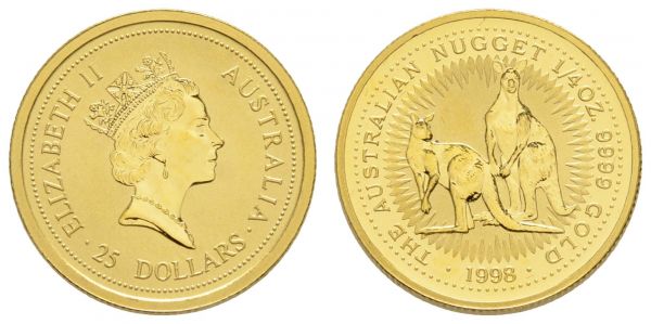 Australien Elizabeth II. seit 1952 25 $ (¼ oz) 1998 Australian Nugget  Schön 366 st