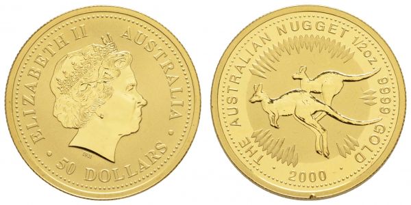 Australien Elizabeth II. seit 1952 50 $ (½ oz) 2000 Australian Nugget, Rf.  K.M. 467 st