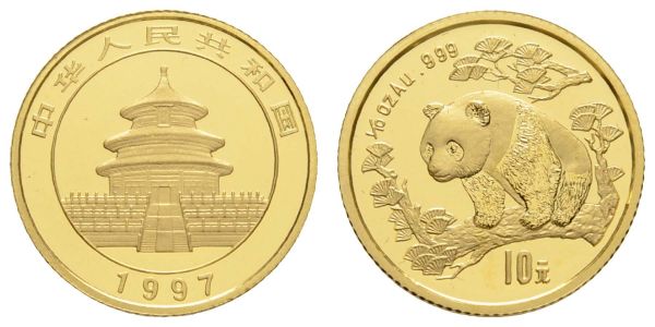 China Volksrepublik 10 Yuan 1997 1/10 oz Panda  K.M. 987 st