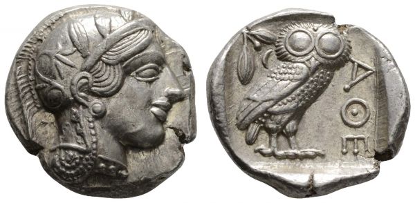 Griechen Attika Athen AR Tetradrachme um 430 vorzügliches Prachtexemplar  BMC 62 ex Kroyers Münzencontor Hamburg 17.17 g. selten in dieser Erhaltung vz+